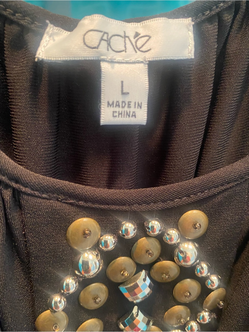 Cache Black Beaded Women's Camisole - Picture 3 of 3